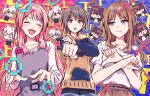  5girls ^_^ angry animal_ears bang_dream! bang_dream!_it&#039;s_mygo!!!!! blue_eyes blue_hoodie blush brown_eyes brown_hair brown_hoodie brown_skirt cat_ears cat_girl chihaya_anon chromatic_aberration closed_eyes closed_mouth cross_hair_ornament dress fang furukawa_wanosuke grey_dress grey_hair hair_ornament hairclip heterochromia highres holding holding_microphone hood hoodie kaname_raana long_hair long_sleeves microphone mole mole_under_eye multiple_girls mygo!!!!!_(bang_dream!) nagasaki_soyo open_mouth pinafore_dress pink_hair puffy_short_sleeves puffy_sleeves shiina_taki shirt short_hair short_sleeves sidelocks skin_fang skirt sleeveless sleeveless_dress takamatsu_tomori white_hair white_shirt yellow_eyes 