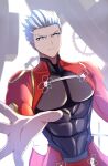  1boy archer_(fate) dark-skinned_male dark_skin fate/stay_night fate_(series) field_of_blades gears highres long_hair male_focus short_hair solo umi_endu unlimited_blade_works_(fate) white_hair 