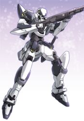  arm_slave_(mecha) arx-7_arbalest full_metal_panic! glowing glowing_eye green_eyes gun holding holding_gun holding_weapon holstered kimizuka_aoi knife looking_down mecha mecha_focus no_humans robot science_fiction solo weapon 