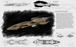  advanced_ship_(eve_online) amarr_empire_(eve_online) battlecruiser_(eve_online) carrier commentary concept_art emblem english_text eve_online flying from_side glowing grid hangar highres military_vehicle multiple_views no_humans original outdoors prophecy_(eve_online) reference_sheet science_fiction space spacecraft star_(sky) tacticangel vehicle_focus 