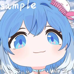  1girl aqua_hair haiyi sample_watermark short_hair smile synthesizer_v 