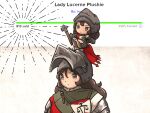  armor balance_scale_print bassinet brown_hair character_doll gambeson helmet ironlily lady_lucerne_(ironlily) long_hair medieval ordo_mediare_sisters_(ironlily) saddle surcoat weapon 