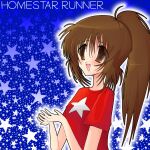  arms_in_front breasts brown_eyes brown_hair homestar_runner open_mouth ponytail star_(symbol) 