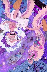 artist_name cherry_blossoms dragon eustass_captain_kid gear_fifth hiyori_(one_piece) kouzuki_momonosuke laughing monkey_d._luffy monkey_d_luffy multiple_boys multiple_girls nami_(one_piece) nico_robin one_piece rooftop roronoa_zoro scar_on_chest sled tama_(one_piece) toko_(one_piece) tony_tony_chopper trafalgar_law usopp yamato_(one_piece)