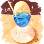  absurdres cup drink drinking_glass drinking_straw food food_focus highres ice_cream ice_cream_float no_humans original soda table takisou_sou 