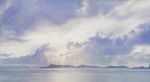  clouds cloudy_sky highres horizon marine_day mountain mountainous_horizon no_humans ocean original painting_(medium) scenery sky sky_focus toyonaga_ryouhei traditional_media water 