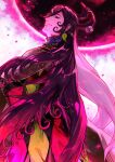  1boy absurdres ashiya_douman_(fate) asymmetrical_clothes asymmetrical_hair bell black_eyes black_hair curly_hair earrings fate/grand_order fate_(series) green_kimono hair_bell hair_intakes hair_ornament highres japanese_clothes jewelry kimono long_hair magatama magatama_earrings male_focus multicolored_hair open_clothes open_kimono ribbed_sleeves split-color_hair two-tone_hair very_long_hair white_hair yohki 