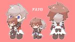  2boys 3310pix artist_name belt blue_belt blue_eyes brown_hair cape chibi chibi_only commentary commentary_request elbow_gloves feathered_wings from_behind gloves granblue_fantasy hair_between_eyes highres hood hood_down hug hug_from_behind light_smile lucifer_(shingeki_no_bahamut) multiple_boys multiple_views multiple_wings outline red_background red_eyes sandalphon_(granblue_fantasy) short_hair short_sleeves signature solid_oval_eyes translation_request white_cape white_hair white_outline white_wings wings 