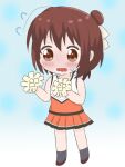 1girl anima_yell! brown_eyes brown_hair cheering cheerleader dress orange_skirt skirt tatejima_kotetsu white_dress