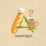  asparagus bread coffee coffee_mug cup food food_focus food_name issiki_toaki mug no_humans original steam sugar_cube vegetable 