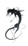  absurdres black_fur colored_skin creature full_body grey_skin grey_tail highres kamikiririp no_humans original solo tail white_background white_fur white_skin 