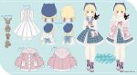  778-go ahoge animal_hat aqua_eyes bag bare_shoulders blonde_hair blush braid breasts cat_hat copyright_name double_bun dress from_behind hair_bun handbag hat lucie_(millie_parfait) medium_hair millie_parfait millie_parfait_(3rd_costume) multiple_views nijisanji nijisanji_en off_shoulder official_art plaid plaid_dress reference_sheet scarf second-party_source sleeveless sleeveless_dress small_breasts tachi-e 