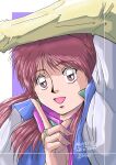  1girl absurdres anice_farm arm_up character_name chouon_senshi_borgman dated highres index_finger_raised long_hair looking_to_the_side open_mouth redhead scottmohechi solo 