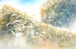  blue_sky bush clouds cloudy_sky day forest highres nature no_humans original plant scenery shimizu_megumi_(m_acquerello) sky sunlight tall_hair tree 