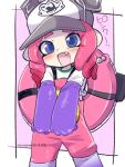 baseball_cap blue_eyes boots eromame fang gloves hat multicolored_hair nintendo non-web_source octoling octoling_girl octoling_player_character rubber_boots rubber_gloves splatoon_(series) splatoon_3 tentacle_hair two-tone_hair