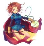  brown_eyes brown_hair cape dragon_quest dragon_quest_vi forehead gloves high_ponytail kara_(color) ponytail solo whip wink 