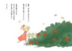  butterfly children's_book comic ebi_(daidalwave) fence flower original ponytail red_rose rose rose_bush solo translated translation_request 