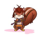  blazblue brown_hair chibi furry makoto_nanaya midriff nanaya_makoto skirt squirrel tail tonfa varuru weapon 