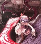  ashiyama bat_wings castle hat purple_hair remilia_scarlet short_hair solo spear_the_gungnir touhou wings 