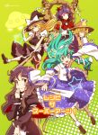  detached_sleeves dress eyes frog gradient_hair green_eyes green_hair hair_ornament hasegawa hat hijiri_byakuren kirisame_marisa kochiya_sanae long_hair moriya_suwako multicolored_hair purple_hair red_eyes short_hair snake touhou witch_hat yasaka_kanako yellow_eyes 