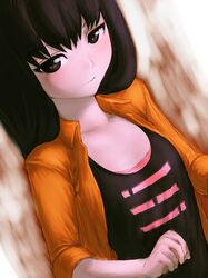  black_hair humio jacket long_hair sketch 