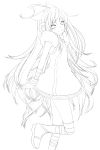  ahoge bad_id earmuffs headphones highres lineart long_hair miki_(vocaloid) momo_michi monochrome sf-a2_miki smile solo very_long_hair vocaloid 