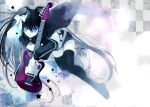  black_rock_shooter black_rock_shooter_(character) blue_eyes coat guitar hat hato_rami instrument long_hair mini_top_hat shorts solo thigh-highs thighhighs top_hat twintails very_long_hair 