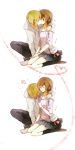  brown_eyes brown_hair closed_eyes couple durarara!! embarrassed heart highres hug i-riya kida_masaomi kiss mikajima_saki short_hair sitting smile sparkle 