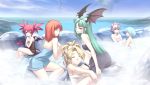  ar_tonelico_i atelier atelier_(series) atelier_marie_alchemist_of_salburg bat_wings breasts capcom closed_eyes cross_edge crossed_legs crossover disgaea etna gust mana_khemia mana_khemia_2 marie marie_(atelier) meu morrigan_aensland multiple_girls naked_towel nippon_ichi official_art onsen shurelia sitting spectral_souls sulking tail towel vampire_(game) wings wink wuim 