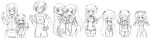  4chan akagi_ritsuko akagi_ritsuko_(cosplay) chie_rumiko cosplay drawfag everyone fang furude_rika hanyuu highres higurashi_no_naku_koro_ni houjou_satoko lineart maebara_keiichi monochrome neon_genesis_evangelion pantyhose plugsuit rebuild_of_evangelion ryuuguu_rena smile sonozaki_mion sonozaki_shion takano_miyo test_plugsuit time_paradox young 