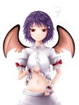  bad_id daizu_(daizubatake) midriff mound_of_venus no_hat no_headwear parody remilia_scarlet shirt_lift touhou wings 