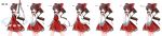  angry armpits blush bow brown_hair detached_sleeves expressions gohei hair_bow hakurei_reimu happy highres mimimi ponytail portrait red_eyes touhou wide_sleeves 