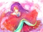  japanese_clothes kimono long_hair oonagare original pink_eyes ponytail purple_hair solo 