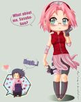  black_hair chibi glasses green_eyes haruno_sakura naruto uchiha_sasuke 