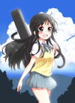  black_hair cloud clouds k-on! long_hair mitsuki_meiya school_uniform skirt sweater_vest 
