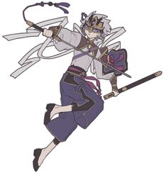  1boy :&lt; black_footwear blue_eyes blue_pants closed_mouth expressionless fate/grand_order fate_(series) full_body grey_hair highres holding holding_sword holding_weapon looking_ahead m_12170 male_focus masked pants prince_of_lan_ling_(fate) puffy_sleeves sheath short_hair simple_background solo sword unsheathed weapon white_background 