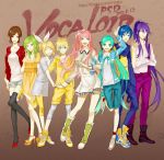  5girls boots casual casual_clothes everyone group_portrait gumi hatsune_miku high_heels kagamine_len kagamine_rin kaito kamui_gakupo legs megurine_luka meiko multiple_boys multiple_girls psd ribbon scarf shoes vocaloid 