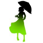  gradient green hand_on_hip kazami_yuuka kokuten_(weaksound) long_skirt parasol silhouette simple_background skirt solo touhou umbrella white_background 