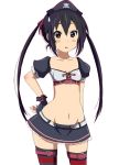  black_hair brown_eyes fingerless_gloves gloves hand_on_hip hat k-on! long_hair moto2992 nakano_azusa pirate_hat thigh-highs twintails very_long_hair 
