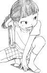  blush book child hourou_musuko monochrome open_mouth sarashina_chizuru sawa_jaaji shorts smile socks solo young 