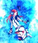  android boots cuffs dress earmuffs gloves headphones kneehighs long_hair miki_(vocaloid) open_mouth red_eyes red_hair redhead robot_joints sf-a2_miki socks solo star striped striped_kneehighs striped_legwear vocaloid 