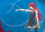  elfen_lied helmet horns hrd lucy outstretched_arm outstretched_hand red_hair redhead solo thighhighs 
