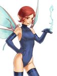  elbow_gloves gloves hand_on_hip highleg leotard lowres megami_tensei navel pixie_(megami_tensei) pointy_ears red_eyes red_hair shin_megami_tensei shin_megami_tensei:_strange_journey shin_megami_tensei_iii:_nocturne short_hair solo thighhighs wings 