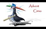  advent_cirno blood blue_eyes blue_hair bow cirno dress frog hair_bow parody popsicle_stick short_hair solo sword touhou weapon wings zero_panda 