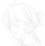  bad_id headphones highres kagamine_len lineart monochrome open_mouth vocaloid 