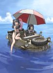  beach_umbrella hogeo innertube maid military military_vehicle multiple_girls original schwimmwagen swimsuit vehicle world_war_ii wwii 