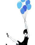  balloon bare_shoulders dress sawasawa short_hair simple_background solo spot_color 