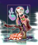  cosplay flower hair_flower hair_ornament japanese_clothes katana kimono konpaku_youmu konpaku_youmu_(ghost) miyamaok momohime momohime_(cosplay) myon oboro_muramasa parody short_kimono silver_hair sode solo sword touhou weapon 