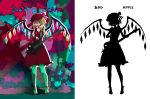  blonde_hair crossover don&#039;t_say_lazy don't_say_&quot;lazy&quot; electric_guitar flandre_scarlet guitar hat instrument k-on! nanoe_tetsu red_eyes silhouette touhou wings 