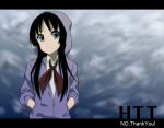  black_hair blue_eyes hands_in_pockets hoodie k-on! landolt_tamaki necktie no_thank_you no_thank_you! parka school_uniform sleeves_pushed_up water_waterfall 